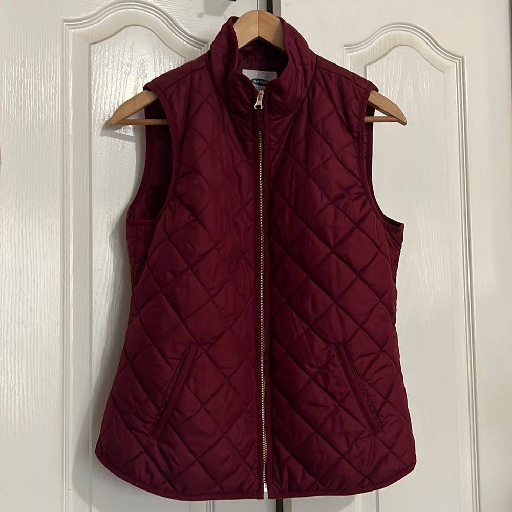 Cranberry quilted vest